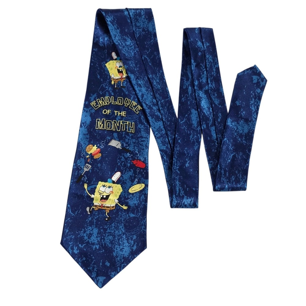 Nickelodeon Spongebob Employee of the Month‎ Blue Pattern Tie 58" Adult Novelty